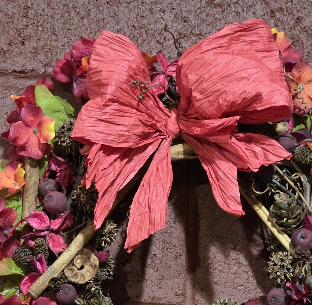 Festive Fall 16" Grapevine Wreath w/ Faux Flowers, Natural Pinecones & More - Picture 3 of 17